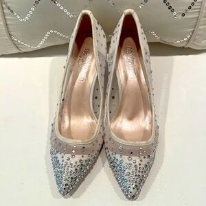 NEW De Blossom Bridal Silver Sparkle Heels Size 5.5